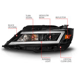 Anzo 14-20 Chevrolet Impala Square Projector LED Bar Headlights w/ Black Housing - 121574