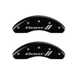 MGP 4 Caliper Covers Engraved Front & Rear With stripes/Dart Black finish silver ch - 12199SDRTBK