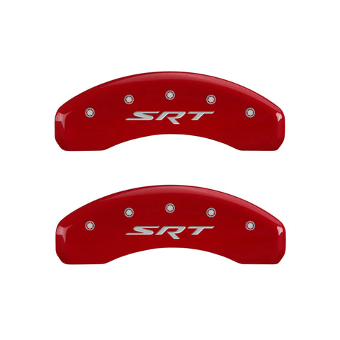 MGP 4 Caliper Covers Engraved Front & Rear SRT Red finish silver ch - 32006SSRTRD