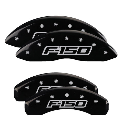 MGP 4 Caliper Covers Engraved F&R F150 / F150 2009 Black Powder Coat Finish Silver Characters - 10219SF15BK