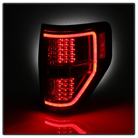 xTune 09-14 Ford F-150 Light Bar LED Tail Lights - Red Clear (ALT-JH-FF15009-LBLED-RC) - 9042201