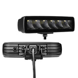 Go Rhino Xplor Blackout Series Sixline LED Flood Light Kit (Surface/Threaded Stud Mnt) - Blk (Pair) - 750300621FBS