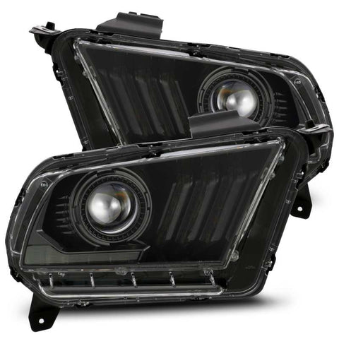 AlphaRex 10-12 Ford Mustang LUXX LED Proj Headlights Plank Style Alpha Blk w/Activ Light/Seq Signal - 880118