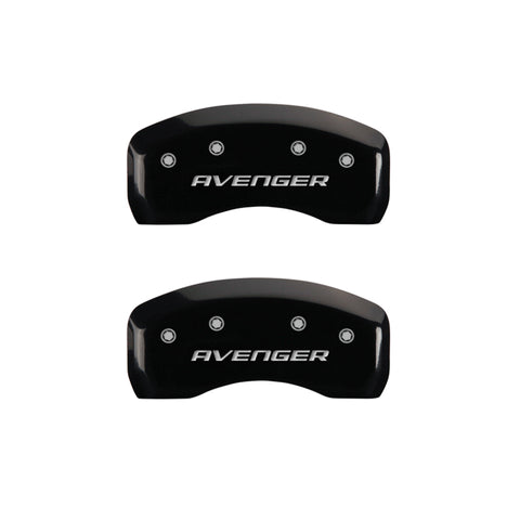 MGP 4 Caliper Covers Engraved Front & Rear With out stripes/Avenger Black finish silver ch - 12192SAV2BK