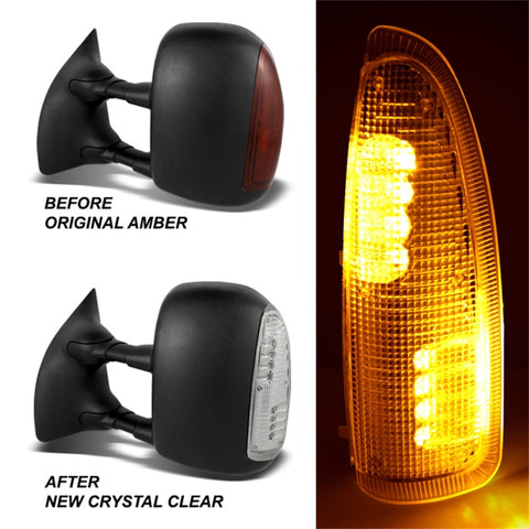 xTune Ford Superduty F250-F650 03-07 Amber LED Mirror Signal Lens - Clear ACC-LED-FDSD99-MR-C - 9924712