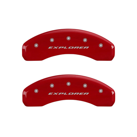 MGP 4 Caliper Covers Engraved Front & Rear Explorer Red finish silver ch - 10041SXPLRD