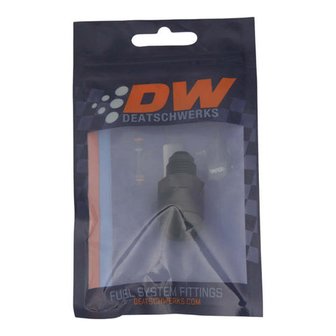 DeatschWerks 6AN Male Flare to 1/4in Female EFI Quick Connect Adapter - Anodized Matte Black - 6-02-0120-B