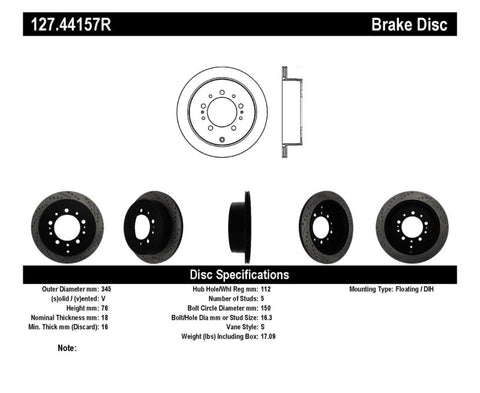 StopTech Slotted & Drilled Sport Brake Rotor - 127.44157R