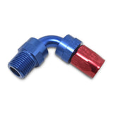 Russell Performance -8 AN Red/Blue 90 Degree Full Flow Swivel Pipe Thread Hose End (With 1/2in NPT) - 612110