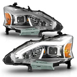 ANZO 13-15 Nissan Altima (w/o Factory HID Bulbs) Projector Headlights - w/ Light Bar Chrome Housing - 121570