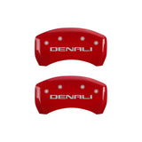 MGP 4 Caliper Covers Engraved Front & Rear Denali Red Finish Silver Char 2019 GMC Arcadia - 34212SDNLRD