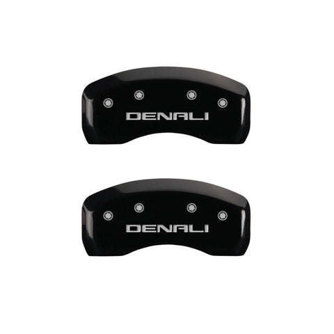 MGP 4 Caliper Covers Engraved Front & Rear Denali Black finish silver ch - 34001SDNLBK