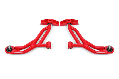 BMR 10-14 Ford Mustang Non-Adj. Lower A-Arms Delrin/Rod End w/ 19mm Tall Ball Joint - Red - AA756R