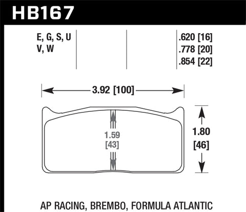 Hawk DTC-80 AP Racing/Alcon/Brembo 20mm Race Brake Pads - HB167Q.778