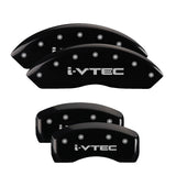 MGP 4 Caliper Covers Engraved Front & Rear I-Vtec Black Finish Silver Char 2017 Acura RDX - 39022SIVTBK