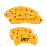 MGP 4 Caliper Covers Engraved Front Mustang - Engraved Rear S197/GT - Yel Finish Blk Characters - 10197SMG2YL
