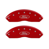 MGP 4 Caliper Covers Engraved Front & Rear Oval logo/Ford Red finish silver ch - 10024SFRDRD