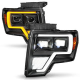 ANZO 09-14 Ford F-150 Full LED Proj Headlights w/Initiation Feature - Black - 111606