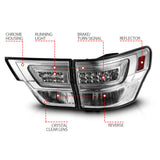 ANZO 11-13 Jeep Grand Cherokee LED Taillights w/ Lightbar Chrome Housing/Clear Lens 4pcs - 311441