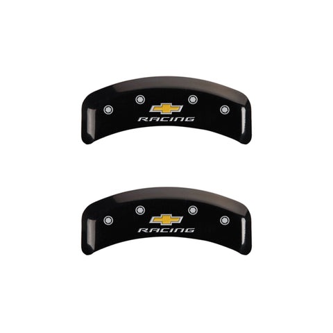 MGP 4 Caliper Covers Engraved F & R Chevy Racing Black Finish Silver Char 1988 Chevrolet Corvette - 13013SBRCBK