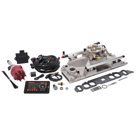 Edelbrock Pro Flo 4 Fuel Injection Kit Sequential Port BBC Oval 625 Max HP 35 LbHr Injectors Satin - 35830