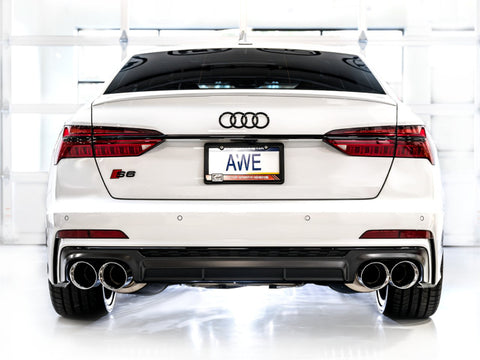 AWE Tuning 19-23 Audi C8 S6/S7 2.9T V6 AWD Touring Edition Exhaust - Chrome Silver Tips - 3015-42103