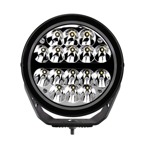 Go Rhino Xplor Blackout Series Round LED Driving Light w/DRL (Surface/Threaded Stud Mnt) 7in. - Blk - 750800711DRS