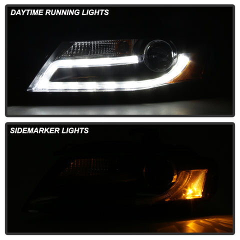 Spyder Audi A4 09-12 Projector Headlights Halogen Model Only - DRL LED Black PRO-YD-AA408-DRL-BK - 5081544