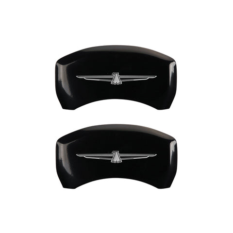 MGP 4 Caliper Covers Engrvd Front No bolts/Tbird Engrvd Rear/Tbird Emblem Blk fnsh slvr ch - 10086STDBBK