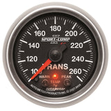 Autometer Elite 52.4mm 100-260F Transmission Temprature Peak & Warn w/ Electronic Control Gauge - 3658