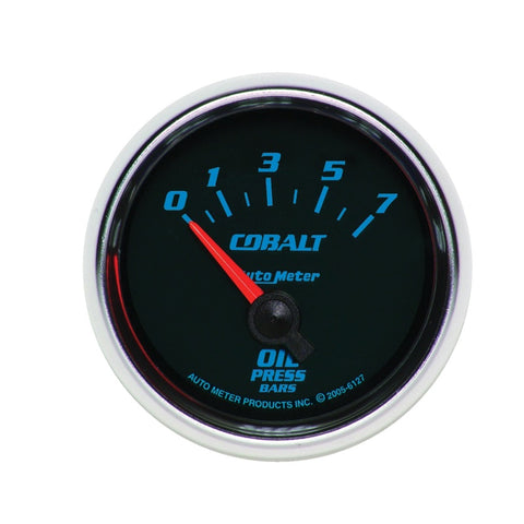 Autometer Cobalt 52mm 0-7 BAR Short Sweep Electric Oil Pressure Gauge - 6127-M