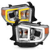 ANZO 14-17 Toyota Tundra Plank Style Projector Headlights Chrome w/ Amber - 111415