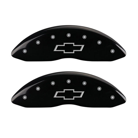 MGP 4 Caliper Covers Engraved Front & Rear Bowtie Black finish silver ch - 14031SBOWBK