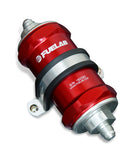 Fuelab 848 In-Line Fuel Filter Standard -8AN In/Out 40 Micron Stainless w/Check Valve - Red - 84812-2