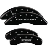 MGP 4 Caliper Covers Engraved Front Gen 5/Camaro Engraved Rear Gen 5/Z28 Black finish silver ch - 14011SZ85BK