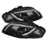 Spyder Audi A4 06-08 Projector Headlights Halogen Only - Light Tube DRL Blk PRO-YD-AA405-LTDRL-G2-BK - 5071842