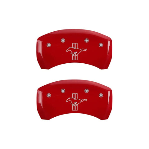 MGP Rear set 2 Caliper Covers Engraved Rear S197/Bar & Pony Red finish silver ch - 10010RMB1RD