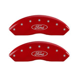 MGP 4 Caliper Covers Engraved Front & Rear Oval Logo/Ford Red Finish Silver Char 2018 Ford Fusion - 10244SFRDRD