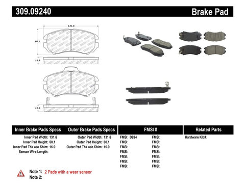 StopTech Performance Brake Pads - 309.09240