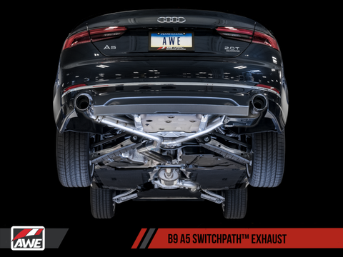 AWE Tuning Audi B9 A5 SwitchPath Exhaust Dual Outlet - Diamond Black Tips (Includes DP and Remote) - 3025-33026