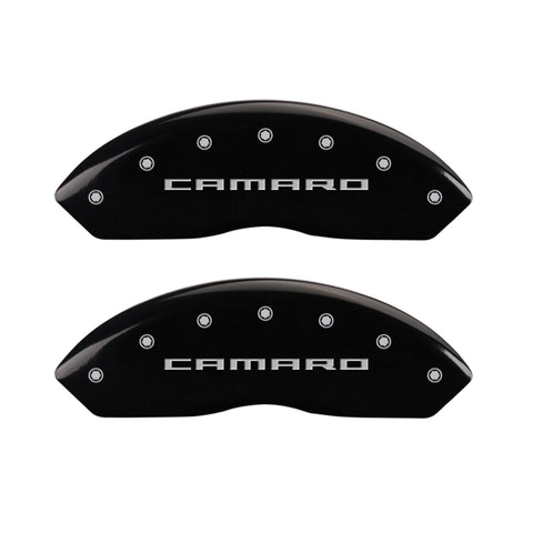 MGP 4 Caliper Covers Engraved Front & Rear Gen 5/Camaro Black finish silver ch - 14240SCA5BK