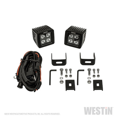 Westin HyperQ LED Auxiliary Lights 3in x 3in cube 20w Flood - Black - 09-12205B-PR