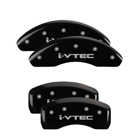 MGP 4 Caliper Covers Engraved Front & Rear i-Vtec Black finish silver ch - 20207SIVTBK