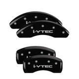 MGP 4 Caliper Covers Engraved Front & Rear i-Vtec Black finish silver ch - 20217SIVTBK