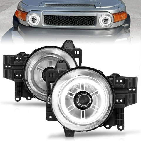 ANZO 2007-2013 Toyota Fj Cruiser Projector Headlights w/ Halo Chrome - 111115