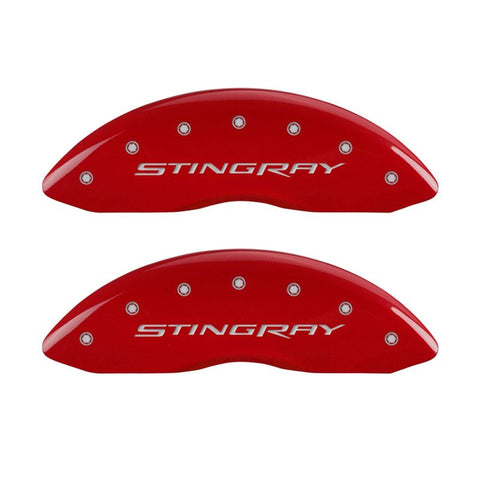 MGP 4 Caliper Covers Engraved Front & Rear Stingray Red finish silver ch - 13009SSTYRD