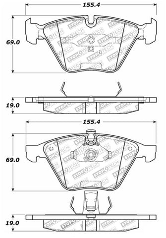 StopTech Street Touring 07-09 BMW E90/E92/E93 335i Coupe/Sedan Front Brake Pads D918 - 308.09180