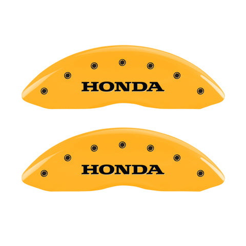 MGP 4 Caliper Covers Engraved Front & Rear Honda Yellow Finish Black Char 2009 Honda Ridgeline - 20139SHONYL