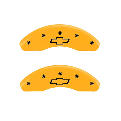 MGP Front set 2 Caliper Covers Engraved Front Bowtie Yellow finish black ch - 14216FBOWYL