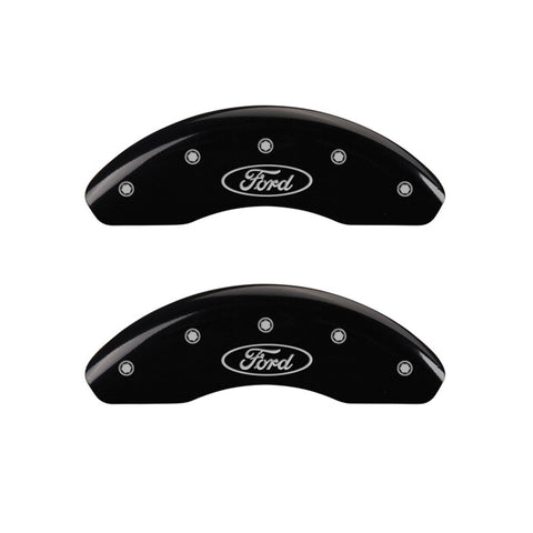 MGP Front set 2 Caliper Covers Engraved Front Oval logo/Ford Black finish silver ch - 10226FFRDBK